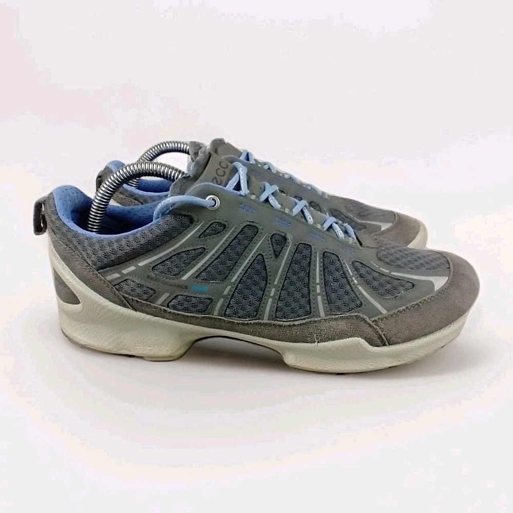 ECCO Biom Train Performance Gray Blue Mesh Suede Sneakers Womens 11 (42)